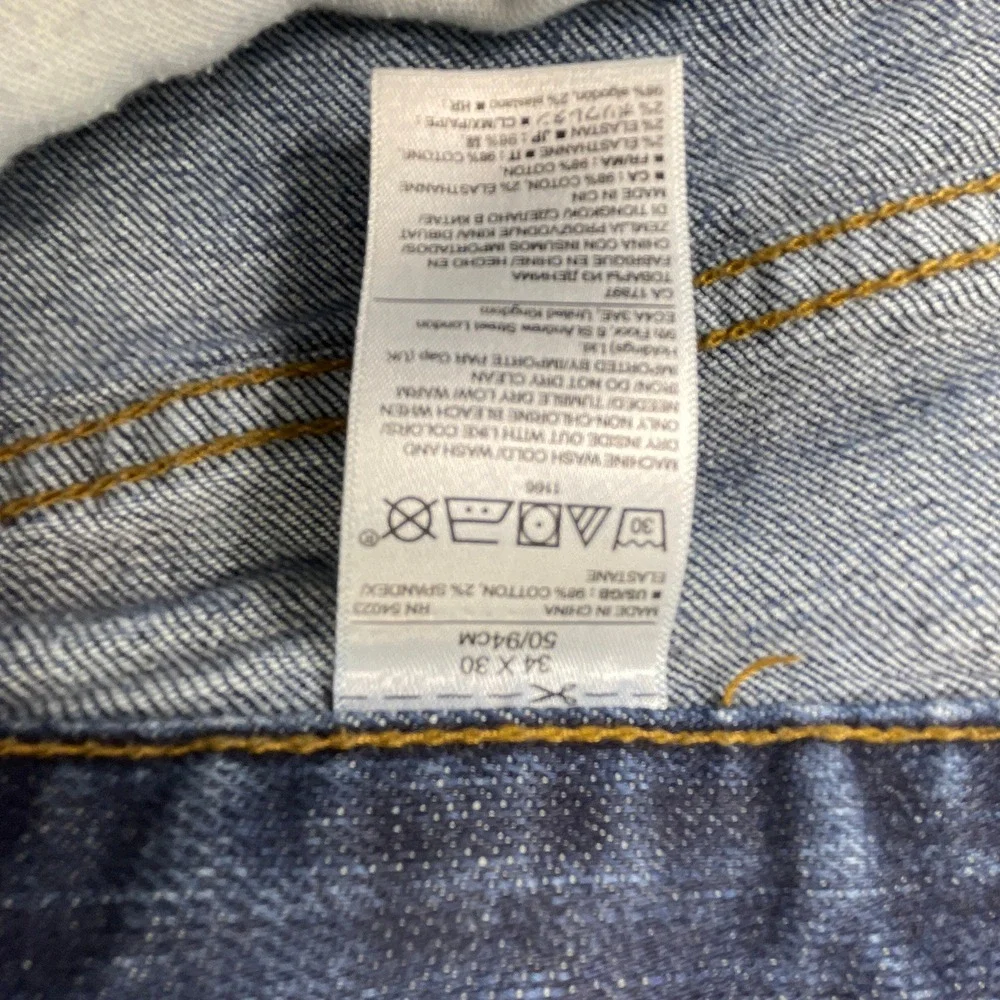 Banana Republic Mens 34x30 Straight‎ Jeans Blue Medium Wash Whiskered Denim